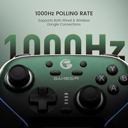 GameSir Super Nova Wireless Gaming Controller for PC/Switch/iOS/Android, Hall Effect Stick & Trigger, RGB Lighting, Swappable ABXY, Detachable Faceplate, 1000mAh with Charging Dock - Green