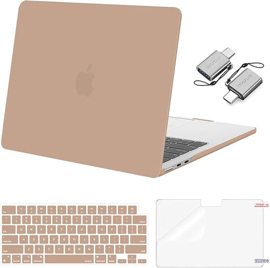 MOSISO Compatible with MacBook Air 13 inch Case M5 2026 M4 2025 M3 M2 2024-2022 A3449 A3240 A3113 A2681, Hard Shell&Keyboard Cover&Screen Film&Type C for MacBook Air 13.6 inch Case, Bronze Brown