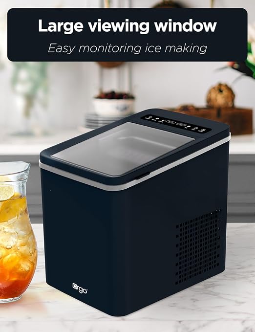 Orgo The Maverick Countertop Ice Maker, Makes 23 lbs. in 24 Hours, Bullet Shaped in 2 Sizes, Ice Maker Ready in 6-8 Minutes, LED Control Panel, Self-Cleaning, Includes Scoop, TMT4653, Black
