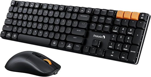 ProtoArc KM310 Mechanical Keyboard and Mouse, Wireless Rechargeable Aluminum Keyboard Mouse, 2.4G+Dual Bluetooth, Linear Red Switches, Multi-Device, No Backlight, for Windows/Mac - Black