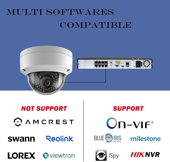 4MP PoE IP Vandal Dome Camera Outdoor/Indoor, IP Security Camera, 65ft Night Vision, IP66 Waterproof, 2.8mm Wide Angle Lens, 24/7 Recording, NDAA Complaint (Regular IR)
