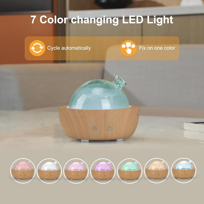 200ml Glass Essential Oil Diffusers for Home, Wood Grain Base Humidifier, Bluetooth Speaker,2025 Upgrade Aromatherapy Diffuser,Aroma Diffuse with Music Player