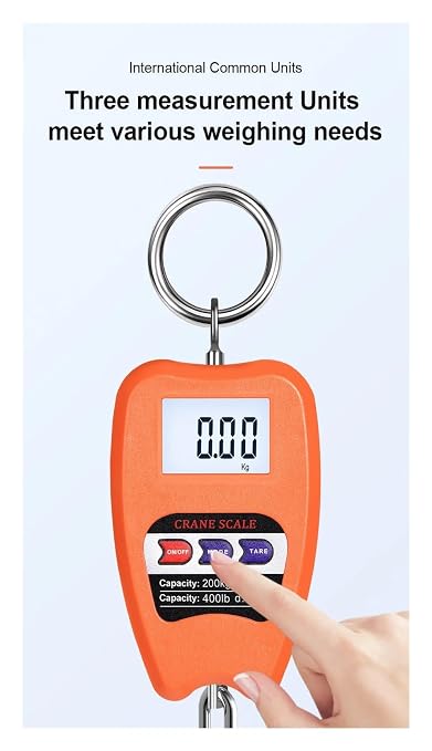 Mini Crane Scale, 200Kg Digital Hanging Scale, with 0.05Kg Accurate Sensors, Portable Digital Luggage Hook Scales Hold & Tare Functions(Black)