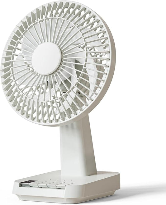 CARONSORT Small Desk Fan, Table Oscillating Fans for Bedroom, Rechargeable Battery Operated 6-inch Mini Fan, 4 Speeds, Quiet Fan with Night Light for Home/Dorm Room/Bedroom/Office