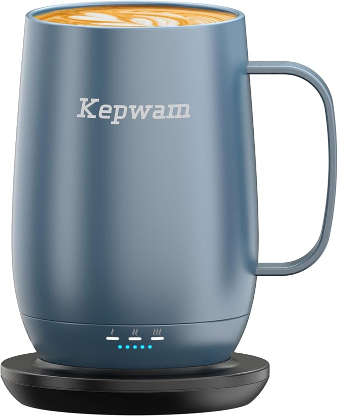 Kepwam Smart Heated Coffee Mug T2-Plus, 20oz Rechargeable Self Heating Coffee Mug with 8-Hour Battery & Temp Control, Perfect Coffee Warmer Gift for Men Women