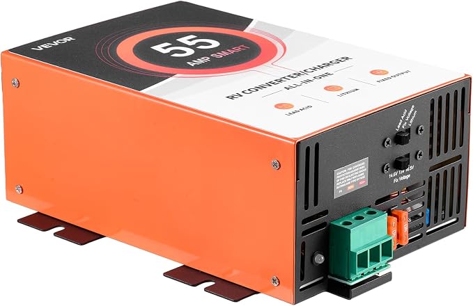 VEVOR RV Power Converter, 55 Amp, 110V AC to 12V DC RV Converter Battery Charger, Multi Stage Smart Charging, 13V to 16.5V Operating Range, Compatible with Lithium & Lead Acid Battery, for Camper