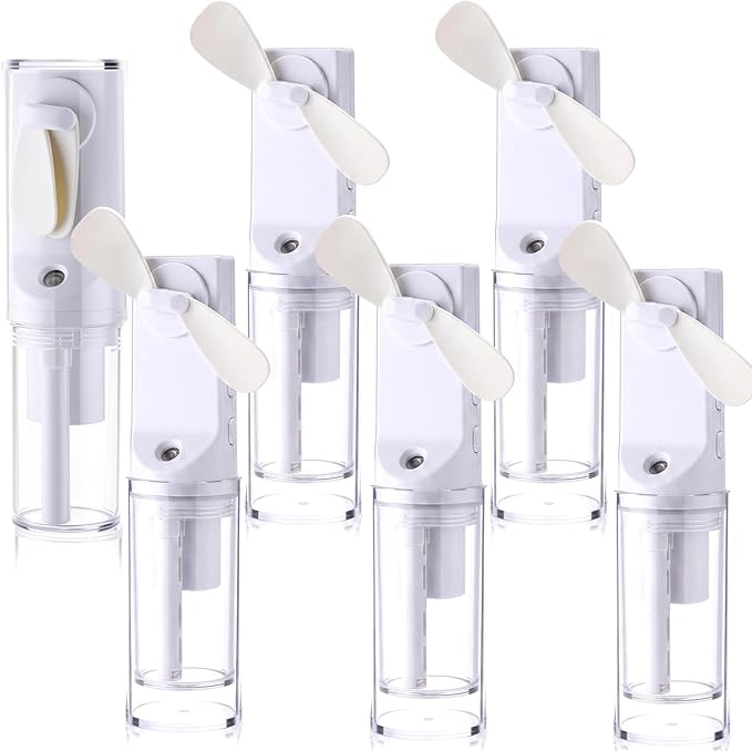 6 Pack Portable Misting Fan Handheld Rechargeable Fan Mini Battery Operated Fans with 4 Speeds Water Mist for Women Men Home Office Travel Makeup Outdoor (White)