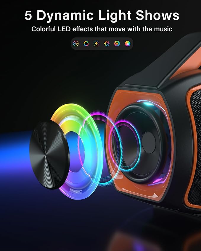 Portable Bluetooth Speaker Bass Boost, 120W Peak Loud Powerful Speakers Wireless w/2*Bass and 2*tweeters, 20H Playtime,IPX6 Waterproof, BT5.4, Suitable for Party, Beach, Camping,Outdoor,Large Jobsite