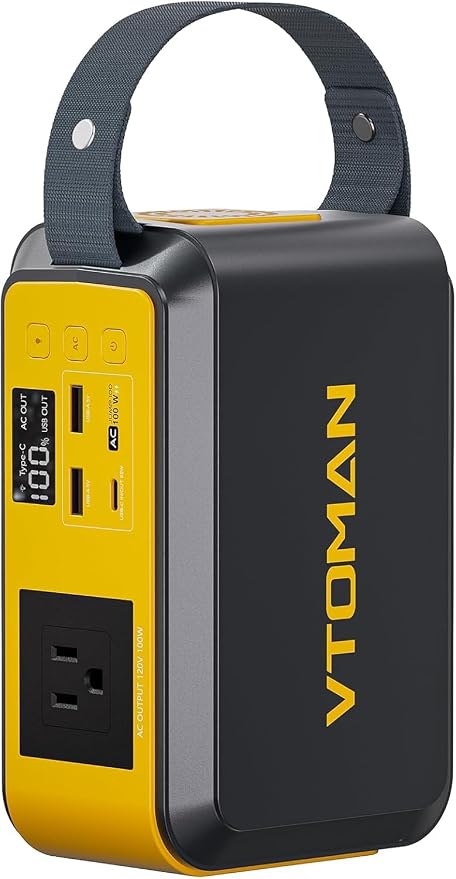 VTOMAN Jump 100 Portable Power Station, 88.8Wh Solar Generator LiFePO4 Battery Power Station with 100W (Peak 200W) AC Outlet, 1x PD 65W USB-C, 2X Regulated 5V/2.4A USB-A for Camping