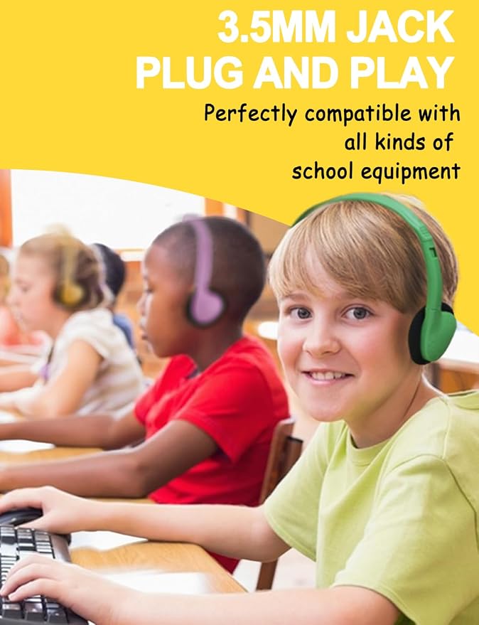 100 Pack Classroom Headphones Bulk for Students Kids Schools, Wholesale Wired Multi Color 3.5mm On Ear Class Set Headphones for Library Chromebook Laptop PC Computer