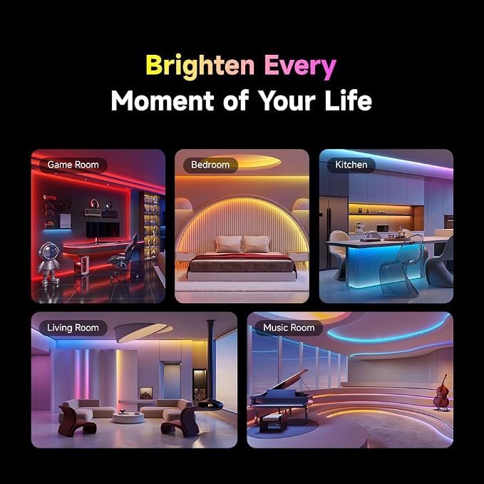 DREAME RGB IC LED Light Strip, 4-in-1 Technology Music Sync Color Changing Lights, 60 LEDs/m High Density Bright DIY 50 Segments, Works with Matter Alexa Google Home, Waterproof for Home Party Deco