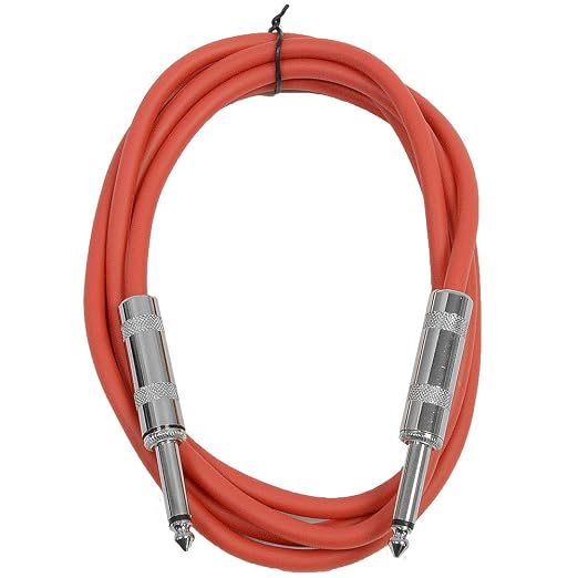Seismic Audio - SASTSX-6 (6 Pack) - 6 Foot TS 1/4" Guitar, Instrument, or Patch Cables Red