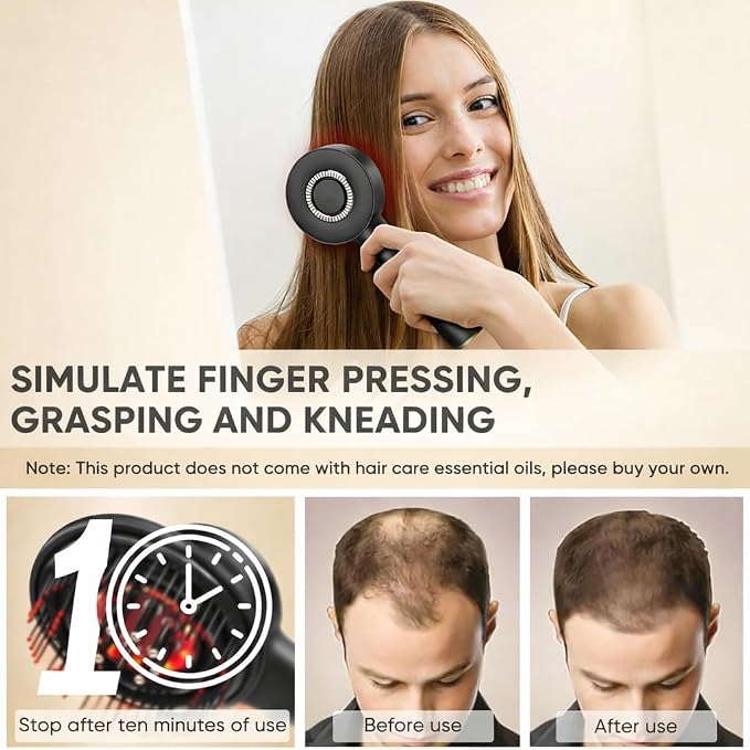 Electric Scalp Massager, 3-in-1 Hair Oil Applicator & Cordless Electric Head Massager, IPX7 Waterproof, Portable Scalp Brush for Home & Travel (Gray)