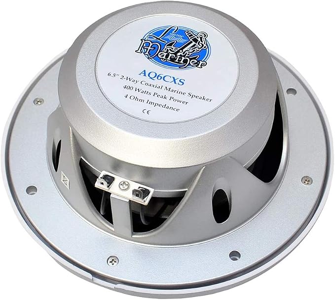 Pyle Lanzar 6.5” Dual Waterproof Marine Speakers - 400W 4Ohm Outdoor Car/Boat Radio Stereo Speakers Weather Proof Marine Stereo Speakers System Pair - Mounting Kit Speaker Wire, Grill- Lanzar AQ6CXW