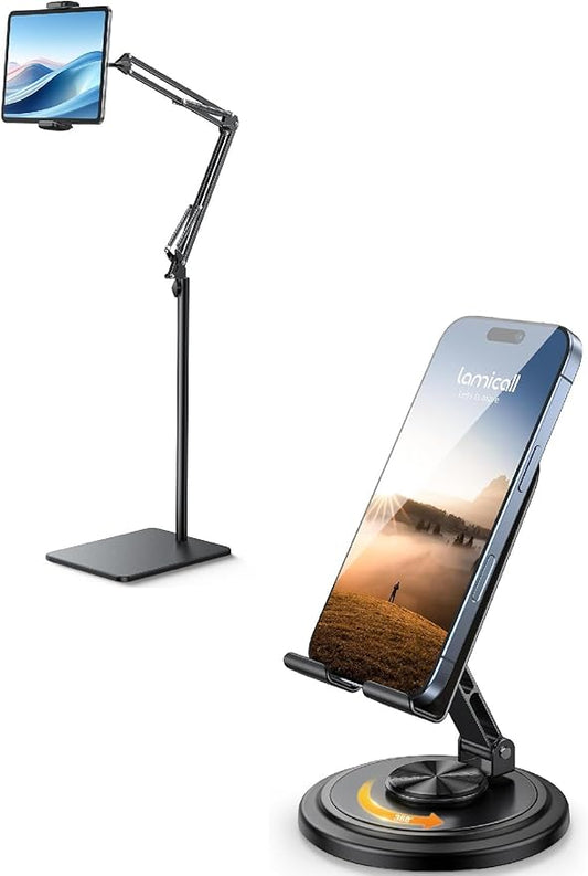 Lamicall Floor Tablet Stand Phone Holder and Cell Phone Stand for Desk