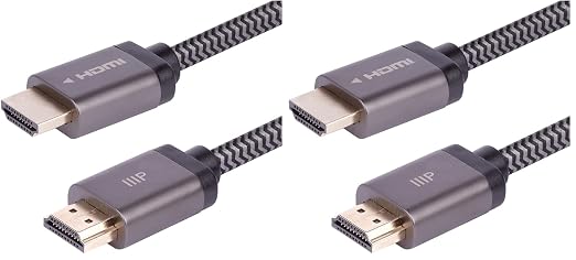 Monoprice 8K Certified Braided Ultra High Speed HDMI 2.1 Cable - 10 Feet - Black | 48Gbps, Compatible with Sony PS5, Microsoft Xbox Series X & Series S (Pack of 2)