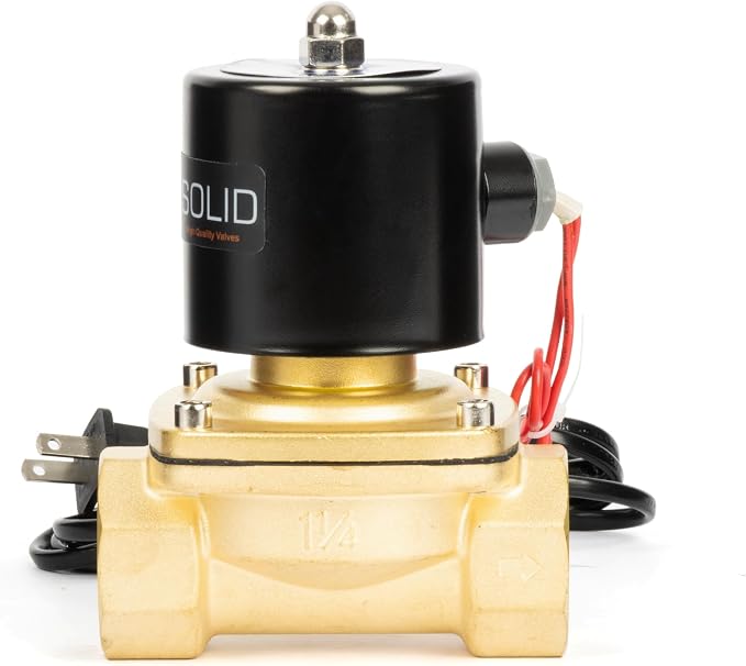 Solenoid Valve 1-1/4 in U.S. Solid Smart WiFi Brass 110V AC Normally Closed with App Remote Control for Water Irrigation and Automation