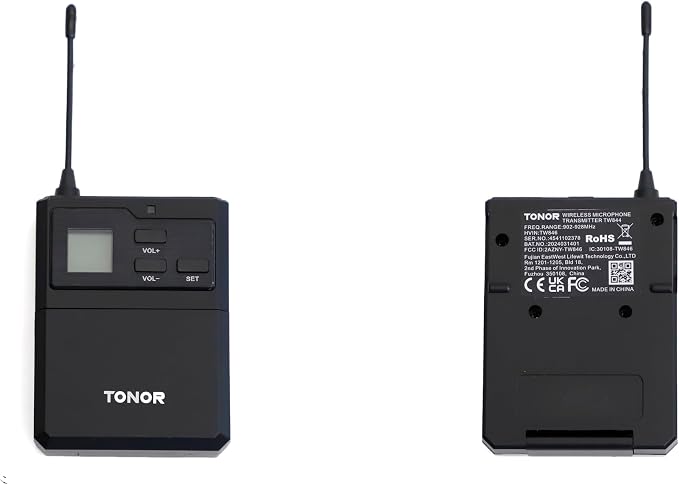 TONOR UHF Wireless Microphones System with Headset/Lavalier Lapel Mics, Bodypack Transmitter, Receiver, 4 * 10 Channels, 90 m/295ft Range for Live Singing Karaoke Church Party DJ, 4 Bodypack Mics