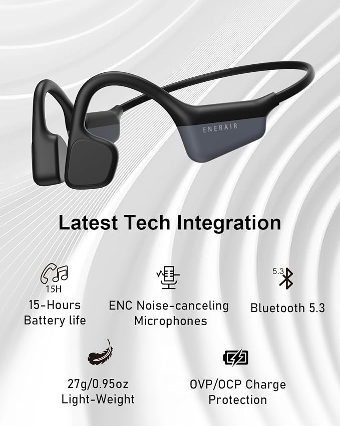 Bone Conduction Headphones, IPX6 Waterproof Open Ear Headphones 14H Playtime Bluetooth 5.3 Wireless Headset Sport with Mic Sweatproof for Running, Cycling