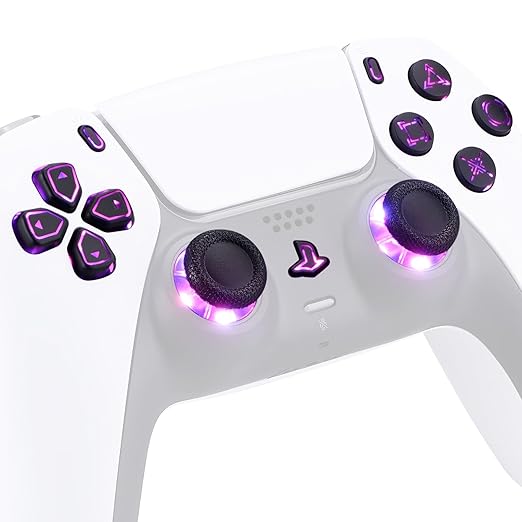 eXtremeRate Multi-Colors Luminated Face Buttons 7 Colors 9 Modes DTF V3 LED Kit for PS5 Controller BDM-010 020 with Black Classical Symbols Dpad Thumbstick Share Option Home Buttons - NO Controller