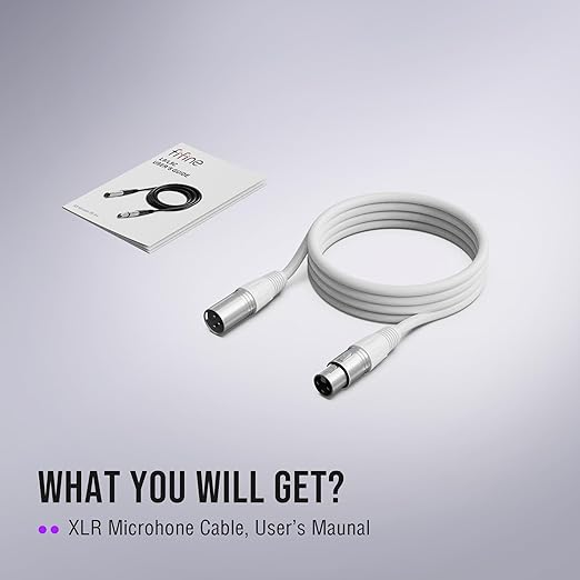 FIFINE XLR Cable 10ft, Male to Female Microphone Cable with Balanced 3-Pin Mic, Studio Quality Audio Cord for Podcasting, Streaming, Recording, Home Studio,Compatible AM8W, K688W-L9W White