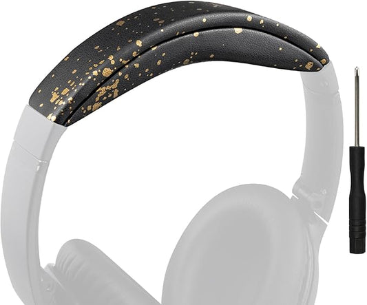 SOULWIT Headband Cover for Bose QuietComfort 45 (QC45)/QuietComfort SE (QC SE)/Quiet Comfort Wireless Headphones, Replacement Headstrap Pad Repair Part - Black Gold