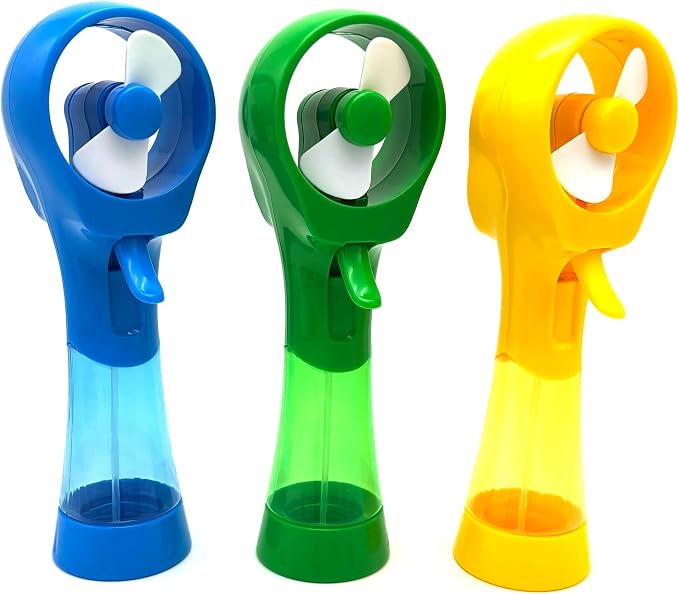 Handheld Misting Fan Portable Rechargeable Water Spray Fan for Outdoor Adventures, Travel and Pool (Blue/Green/Yellow)