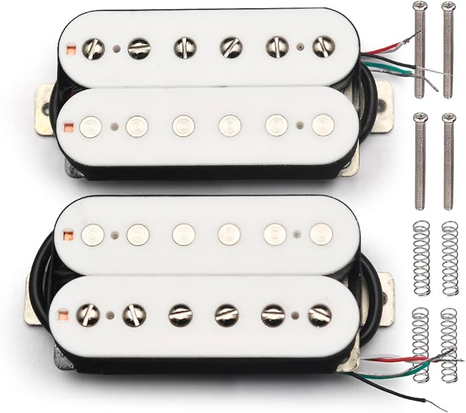 SAPHUE Alnico 2 Electric Guitar Pickup N-50 7-8K/B-52 8-9K Humbucker Alnico II Pickup Double Coil Pickup Guitar parts (White)