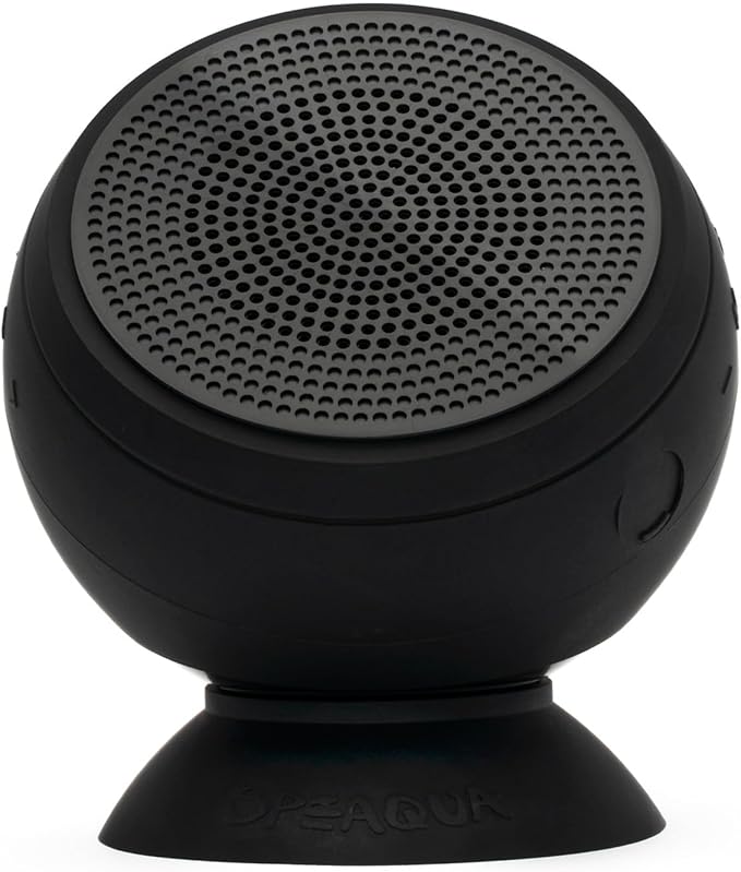 Speaqua – Bluetooth Speaker-Waterproof, Floatable, Portable Speaker Beach Accessory - Dual Portable Speakers Bluetooth Wireless Pairing - Removable Suction - Barnacle Vibe 3.0 (Manta Ray Black)