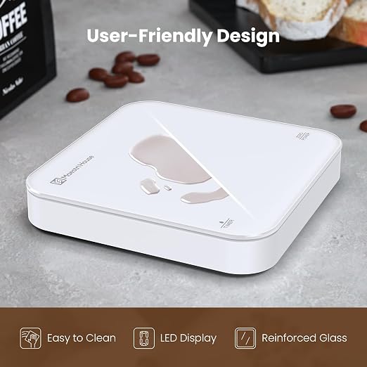 Maestri House S2 Espresso Coffee Scale with Timer, USB-C Rechargeable 2kg/0.1g Precision Shot Scale, Digital Scale for Espresso Brewing(White)