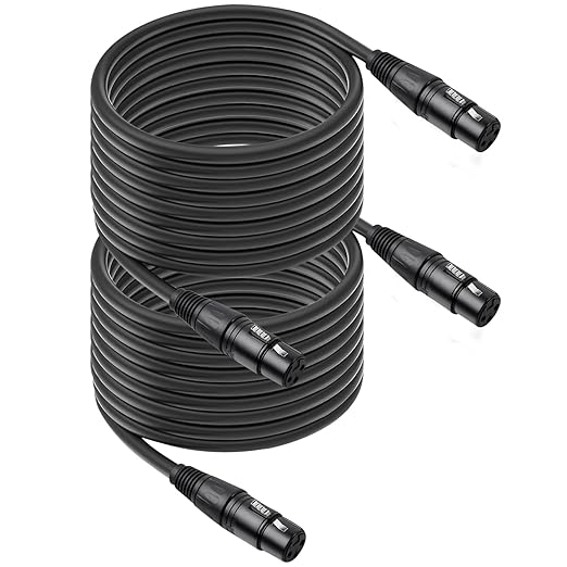 2 Pack 3 Pin XLR Female to Female Microphone Cables,33FT,10M Professional Balanced Audio Cable with Oxygen-Free Copper, Gold-Plated Connectors - for Studio, Stage, PA Systems