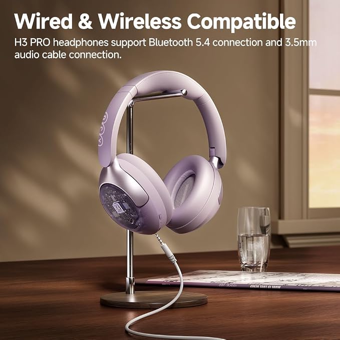 QCY H3 PRO Adaptive ANC Wireless Headphones Over Ear, 50dB Active Noise Cancellation with Multiple Modes, LDAC Hi-Res Wireless Audio, 55H Playtime, Custom EQ via App, Bluetooth 5.4
