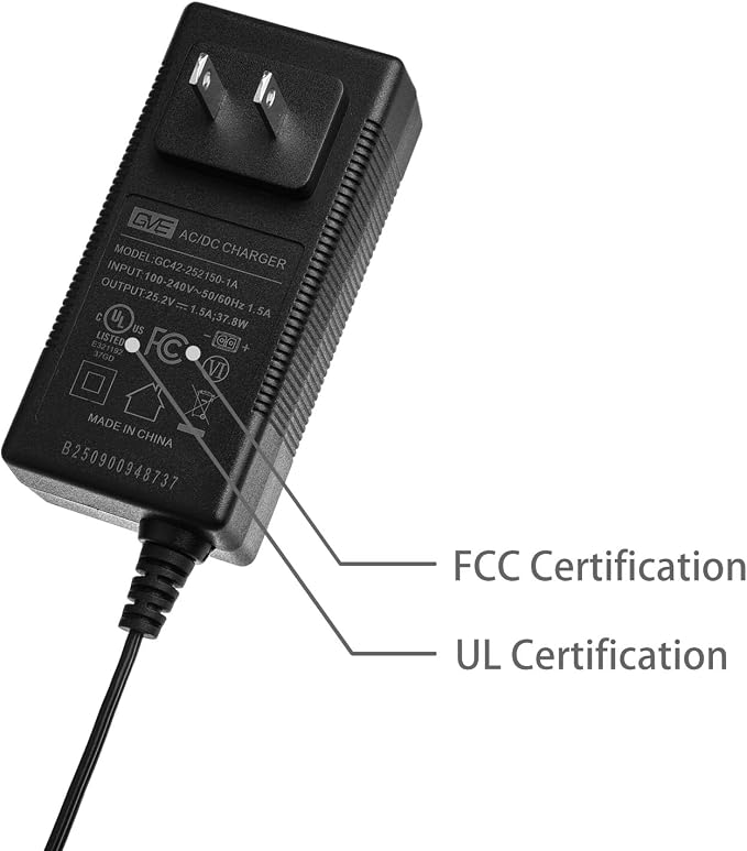 25.2V 1.5A Charger GC42-252150-1A AC Adapter for WYBOT C1 Cordless Robotic Pool Cleaner Vacuum