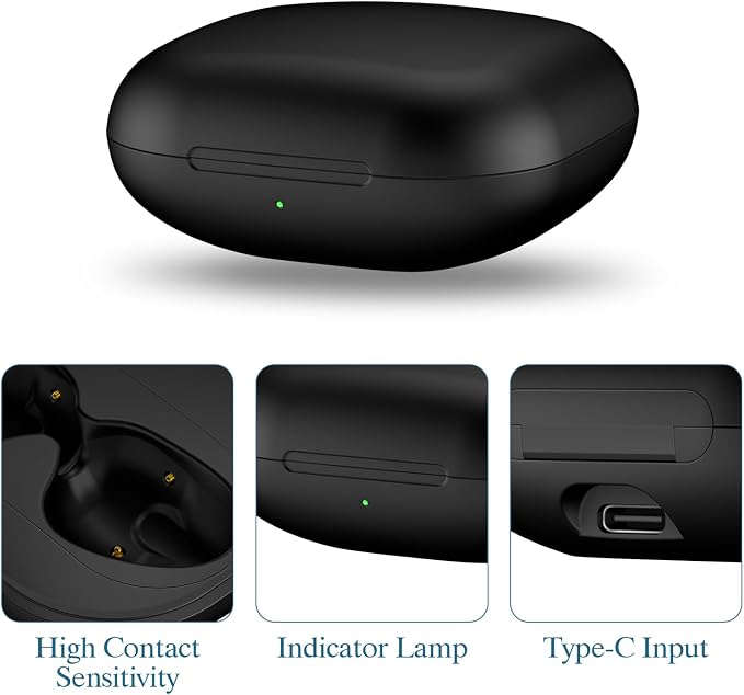 Wireless Charging Case Compatible for Beats Fit Pro, Portable Charger Case Replacement with Bluetooth Pairing Sync Button, 700mAh Built-in Battery (Not Included Earbuds) (Black)