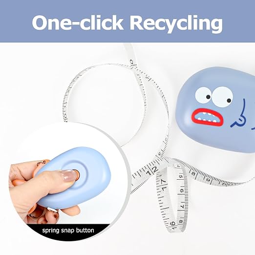 1 Pack Green Fish Retractable Tape Measure, 2M / 79Inch Dual-Sided Scale Soft Ruler with Keychain, Measuring Tool for Body Sewing Crafts