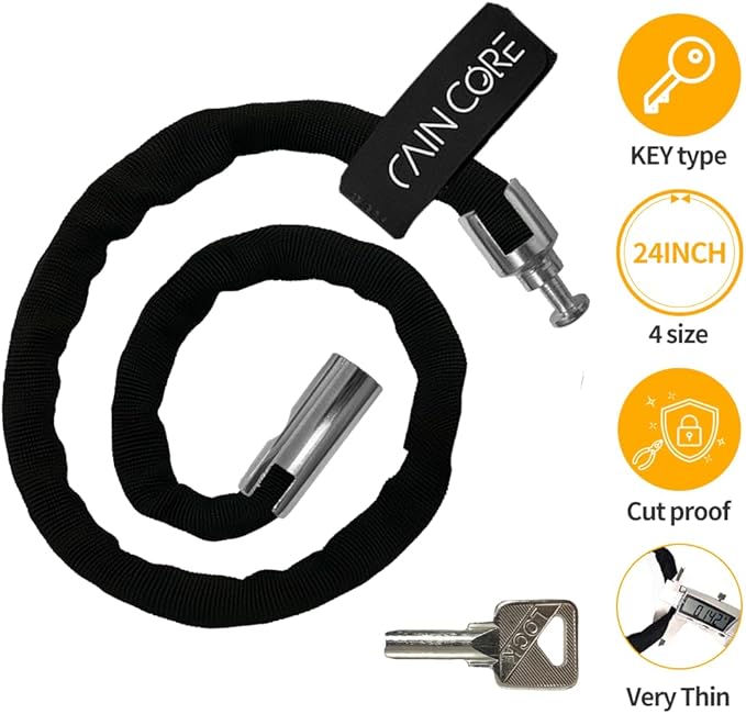 RAINCORE Keyed Bike Cable Lock – Lightweight Cut-Resistant Composite Fiber Security Cable – Anti-Theft Heavy Duty Bicycle Lock – 24inch (60cm), 0.31lb – Patented in Korea (24 inch)