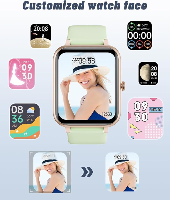 GRV Smart Watch for iOS and Android Phones (Answer/Make Calls), Watches for Men Women IP68 Waterproof Smartwatch Fitness Tracker Watch with Heart Rate/Sleep Monitor Steps Calories Counter (Aqua-Gold)