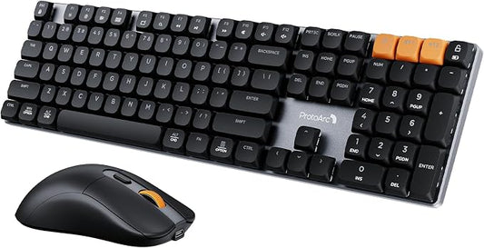ProtoArc KM310 Mechanical Keyboard and Mouse, Wireless Rechargeable Aluminum Keyboard Mouse, 2.4G+Dual Bluetooth, Linear Red Switches, Multi-Device, No Backlight, for Windows/Mac - Space Gray