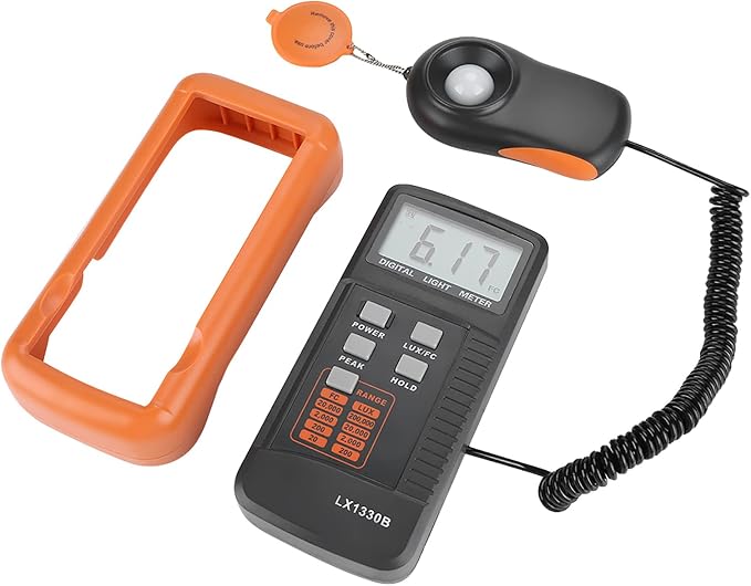 Light Meter, LX1330B Digital Luxmeter, LCD Display Light Meter Photometer Tester, 0-200,000 Testing Illuminometer for Plants, Car Headlights, Home & Office LEDs