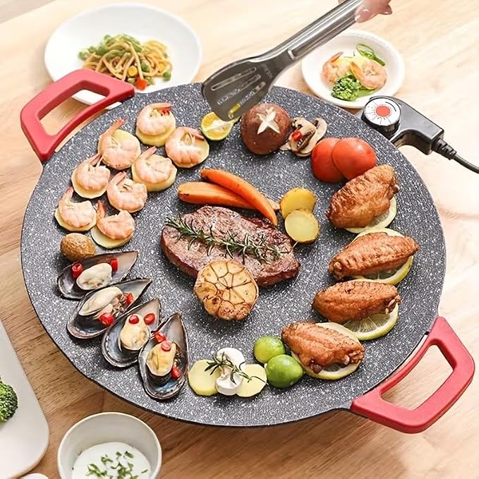 Indoor Grills Electric Smokeless Nonstick Electric Griddle for Indoor Use, Compact & Versatile Cooking for Steaks, Pancakes, and BBQ with 14-Inch Aluminum Cooking Surface