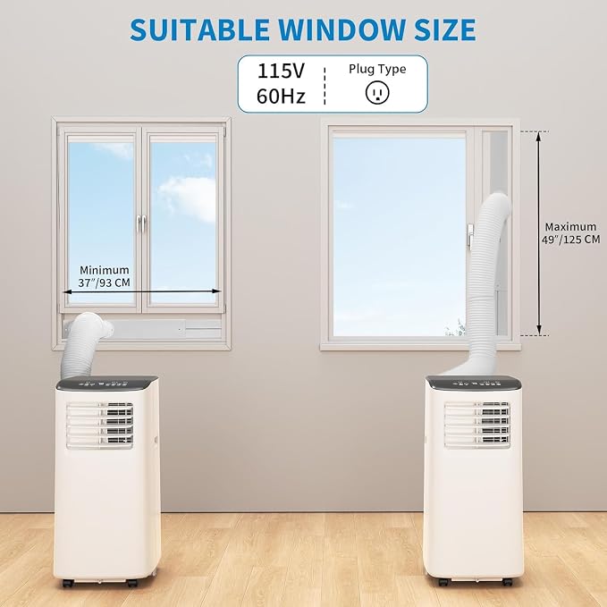 8000 BTU Portable Air Conditioners, 3-in-1 Portable AC Unit with Cool, Dehumidifier & Fan, Cools Up to 350 Sq.Ft, Remote Control, 24 Hour Timer and Window Kit, 2 Speeds for Bedroom Office