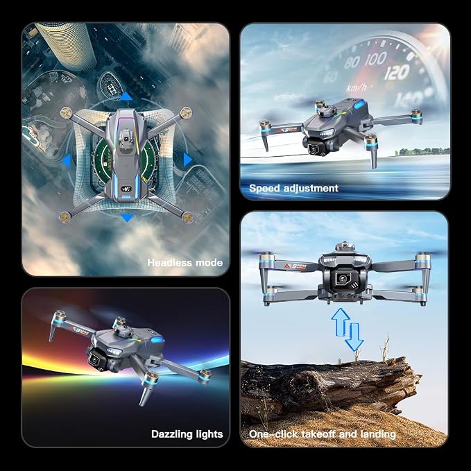 Drone with HD Camera for Adults, Foldable RC Drone with 4.3 Inch Screen on Controller, Brushless Motor, 5-Way Infrared Obstacle Avoidance, Electric Adjustable HD Camera, Optical Flow Positioning, Headless Mode, 360° Flip, Under 250g Lightweight Portabl...