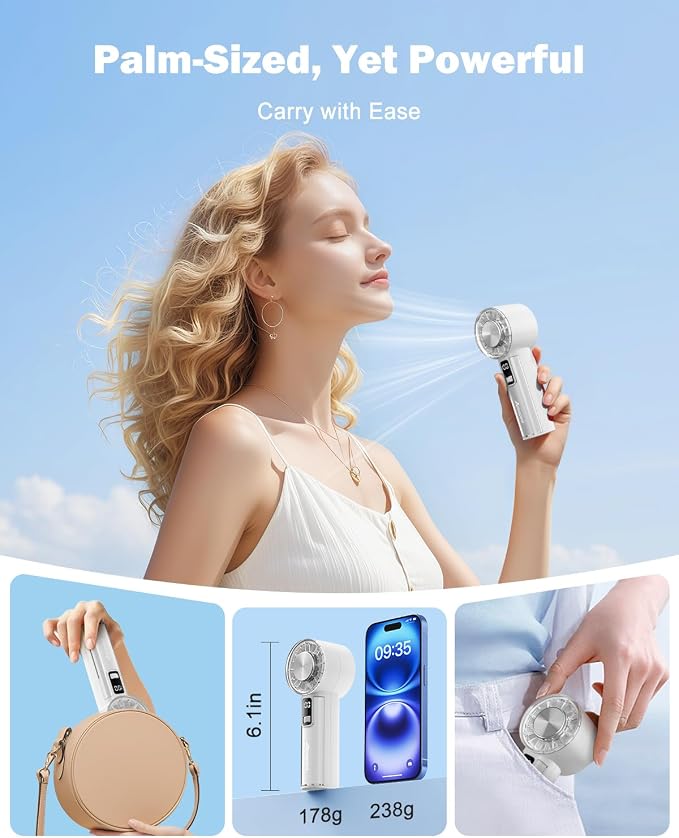 AMACOOL Handheld Fan with Ice Cooler, Mothers Day Gifts for Mom Her Women Girl, Mini Portable Cooling Fan, Small Yet Powerful, Personal Hand Fans for Men Travel Essentials Beach Outdoor Makeup