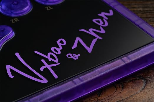 8BitDo All-Button Arcade Controller for Switch & Windows – 3 Connection Modes, Low-profile Linear Switches, 4 Programmable Buttons, Hot-swappable PCB - Transparent Purple Signature Edition