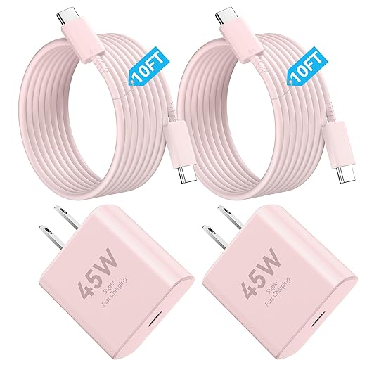 Phone 17 Charger Fast Charging, 45W Super Fast USB C Chargers Block with 10ft Type C Cord for Phone 17/17 Pro/17 Pro Max/Air/16 15 Pro Max Plus,iPad, Galaxy,Pink