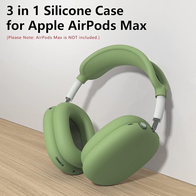 Silicone Case Cover for AirPods Max Headphones,Ear Pad Case Cover/Ear Cups Cover/Headband Cover for AirPods Max 2/1 (2026/2024/2020)(USB-C/Lightning),Silicone Accessories for Apple AirPod Max 2, Green