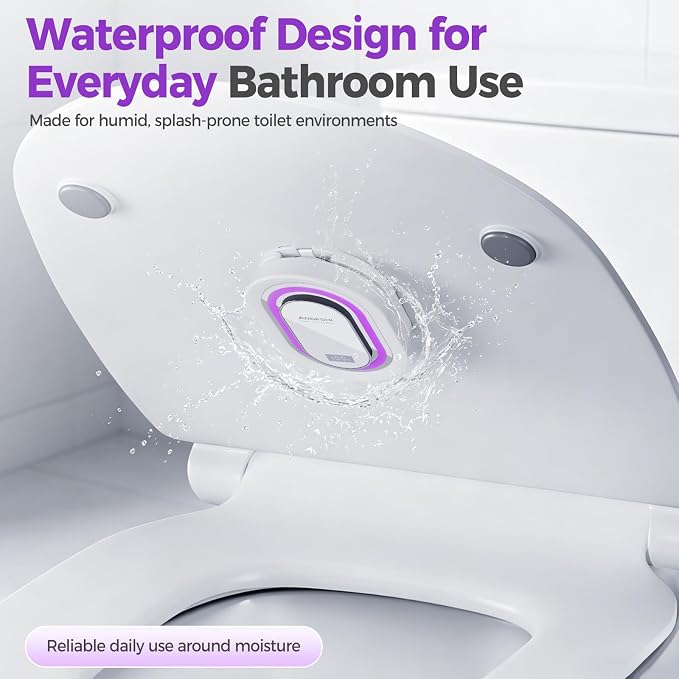 UV-C Toilet Lid Sanitizer 2 Pack, Hands-Free 99-Second Auto Cycle, Helps Reduce Odors, No Sprays or Residue, 180° Coverage, USB-C Rechargeable, Fits Most Toilet Lids