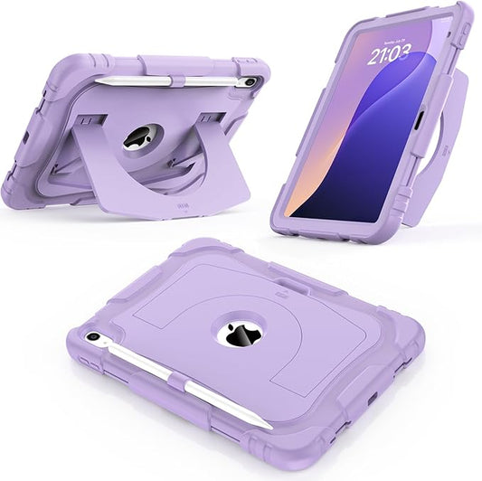 CCMAO Case for iPad A16 11th Generation (2025) 11 Inch / 10th Generation (2022) 10.9 Inch, with Larger Kickstand and Pencil Holder, Fully-Body Rugged Heavy Duty Shockproof Protective Case, Purple