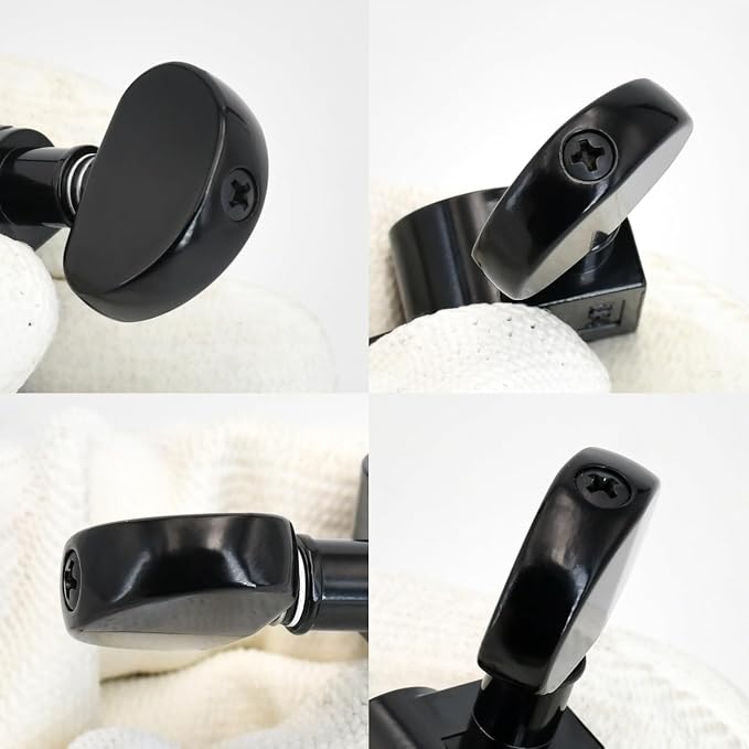 FRETJOYB Guitar Tuning Pegs 3x3 Standard Guitar Tuners Acoustic or Electric Guitar Tuning Keys Replacement 18：1-Black(3R+3L)