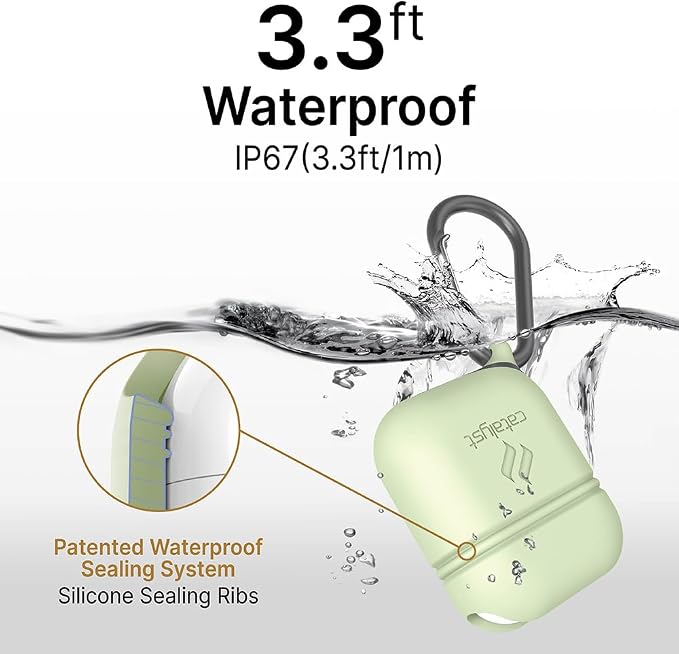 Catalyst Waterproof Case for AirPods 2nd Generation and AirPods 1st Generation - Wireless and USB-C Charging High Drop Protection AirPod Gen 2 and Gen 1 Case with Carabiner, One Piece Design